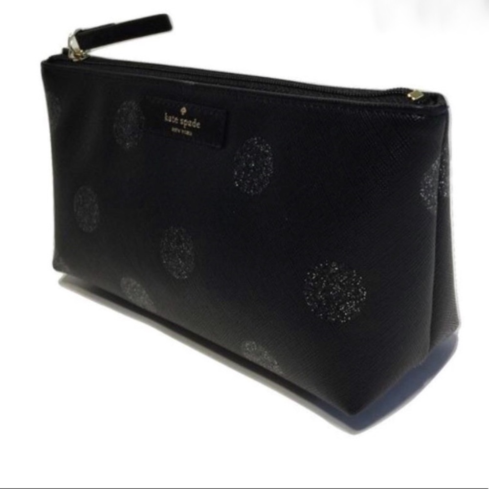 Kate Spade Glitter Polka Dot Cosmetic Bag (Black)